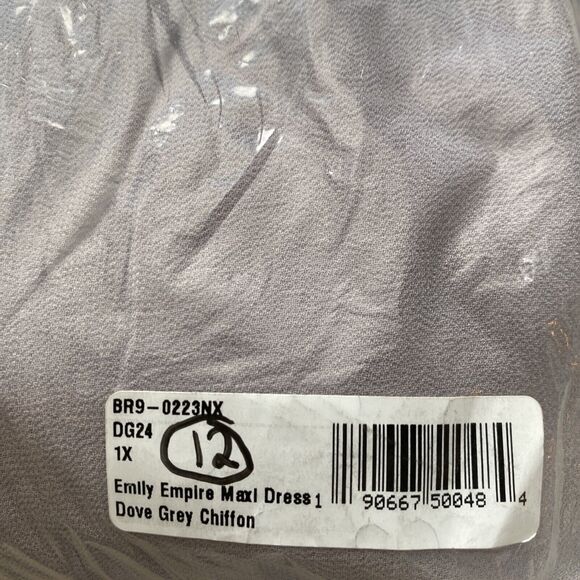 Show Me Your MuMu Emily Empire Maxi Dress Dive Grey Chiffon Size 1X NWT Wedding - Picture 6 of 7